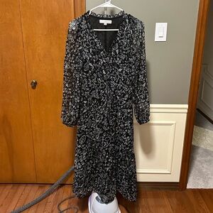 Loft black and white midi dress